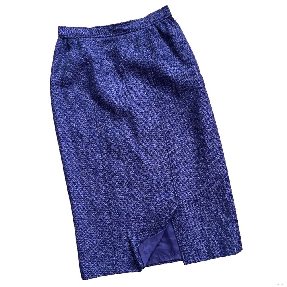 Vintage Maison de Liliana Paris Purple Wool Tweed Pencil Skirt XS